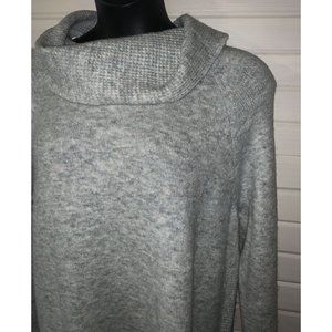NWT Style & Co Sz XXL Cowl-Neck Waffle Trim Sweater Grey Soft Acrylic Blend